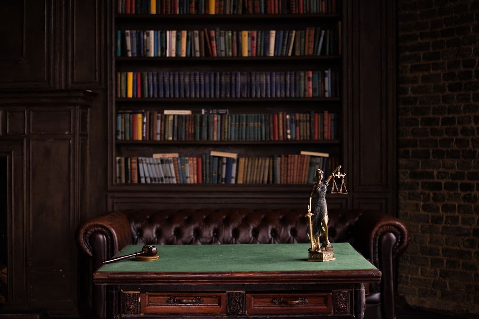 Rows of law books on library shelves